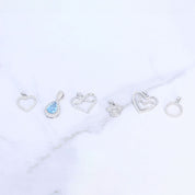 Crystal Collection Pendants Blue Teardrop Swarovski Crystal Pendant with Pave Crystal Detail (Silver)