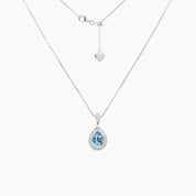 Crystal Collection Pendants Pendant + Chain Blue Teardrop Swarovski Crystal Pendant with Pave Crystal Detail